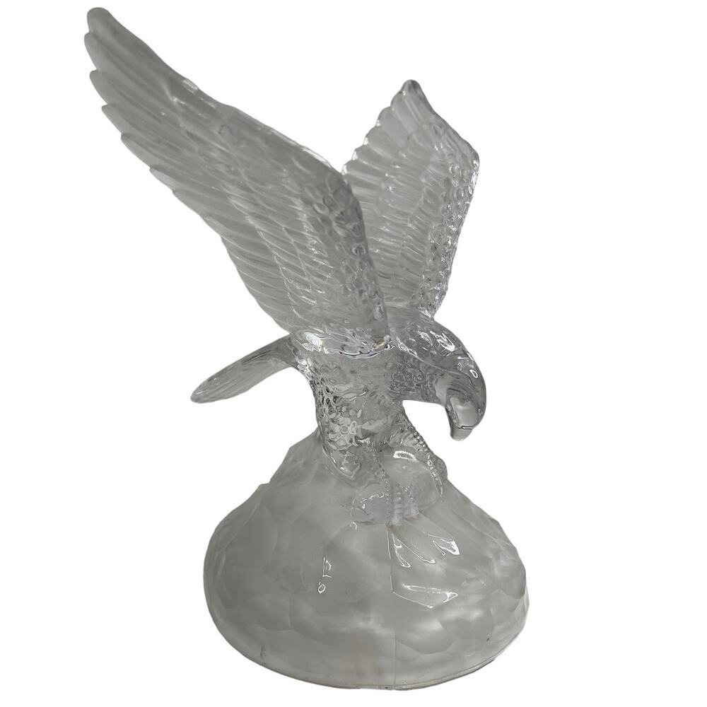 Crystal Proud Majestic Bald Eagle Glass Winged Figurine Statue American Bird